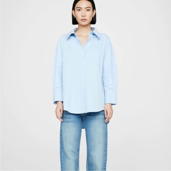 Anine Bing Tops - Anine Bing Mika Shirt in Blue Button Down Oxford Sz M